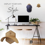 Hat Hooks for Wall Set of 2 – Cowboy Hat Hanger for Fedoras, Caps & Wide Brim Hats – Wooden Curved Rack Preserve Hat Shape – 