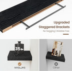 Vivelove Floating Shelves 24 Inch, Black Wall Shelves Over Toilet with Invisible Brackets for Bathroom Living Room Kitchen Be