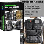 7 PACK Tactical Seat back organizer Truck organizer With 6 Detachable Pouches Universal For Car Truck Ford Jeep Military-Grade Heavier Panels With Multi-functional Packs (6 pack Black)