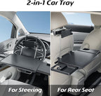 Paffenery Large Car Steering Wheel Tray Back Seat Headrest Tray with Phone Holder, Steering Wheel Desk Food Table for Car Laptop Mount Steering Wheel for Large SUVs, Trucks & Vans,18"