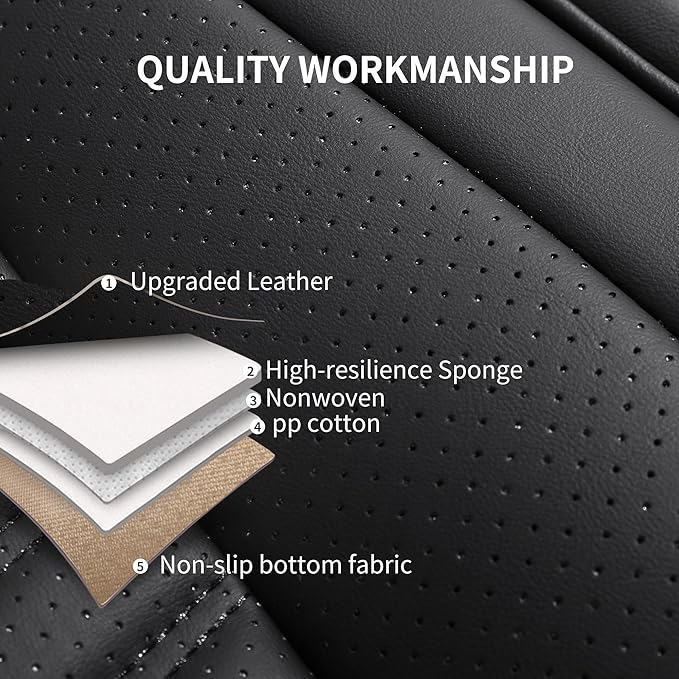 Car Seat Covers, Breathable & Waterproof Faux Leather Automotive Seat Covers for Cars SUV Truck Sedan, Universal Anti-Slip Dr