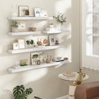 36 Inch Floating Shelves | 6.5 Inch Deep White Floating Shelves Set of 2 | 36" W x 6.5" D Rustic White Wood Wall Shelves with