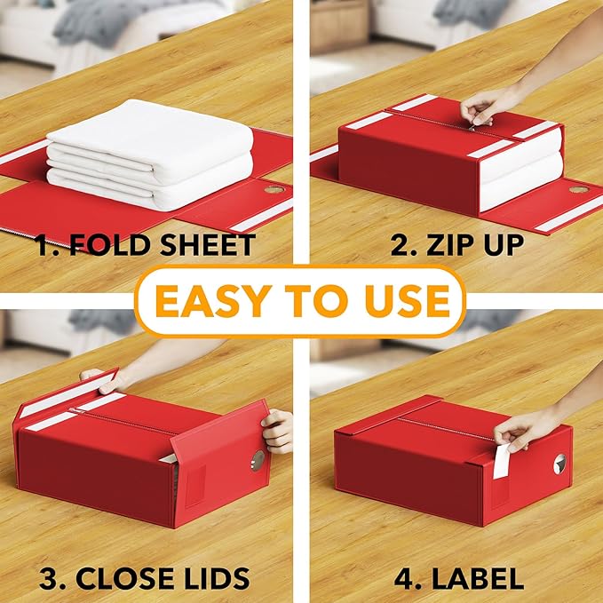 SpaceAid 3 Pack Bed Organizers and Storage, Foldable Sheet Organizer for Linen Closet, Set Folder Keeper With Window XL (Quee