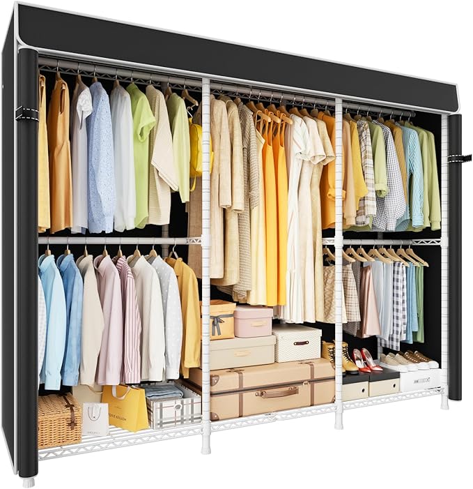 ULIFHOME E14C Pro Heavy Duty Closet Organizer System，Freestanding Clothing Racks for Hanging Clothes，Adjustable Garment Rack 
