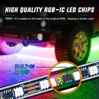 Nilight 6Pcs Car Underglow Neon Accent Strip Lights 300 LEDs Multi Color RGB-IC DIY Sound Active Function Music Mode with APP Control and Remote Control Underbody Light Strip