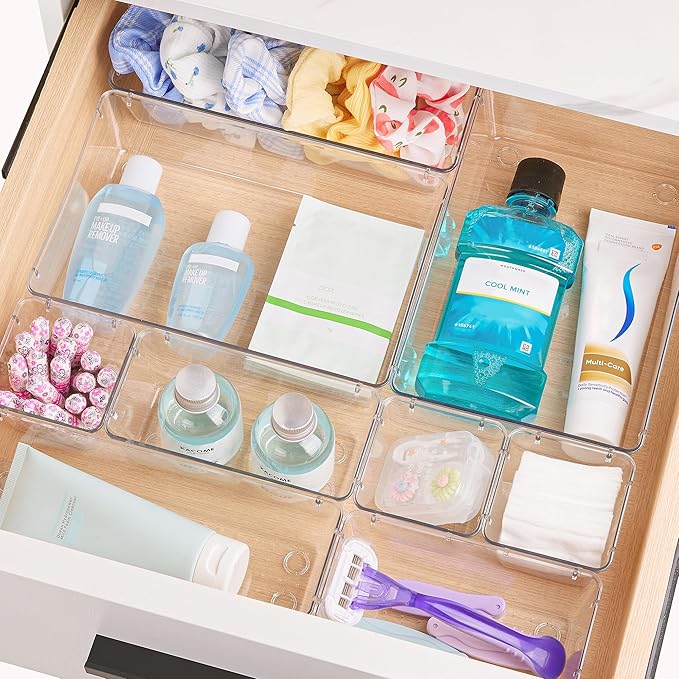 Vtopmart 44PCS and 72PCS Clear Plastic Drawer Organizers Set