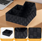 Posprica Small Black Baskets Cube Bin Container Tote,Woven Storage Baskets for Organizing Organizer Divider for Drawer, Close