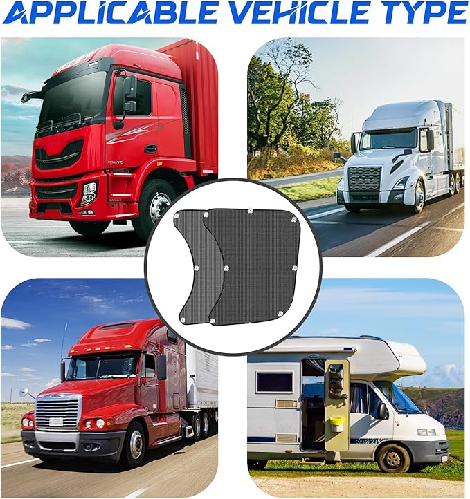 Pacify 2 Pcs Semi Truck Window Shades with Suction Cups Side Window Sun Shades UV Protection Semi-Truck Interior Accessories Curtains for Freightliner Cascadia 23.6x21.6inch