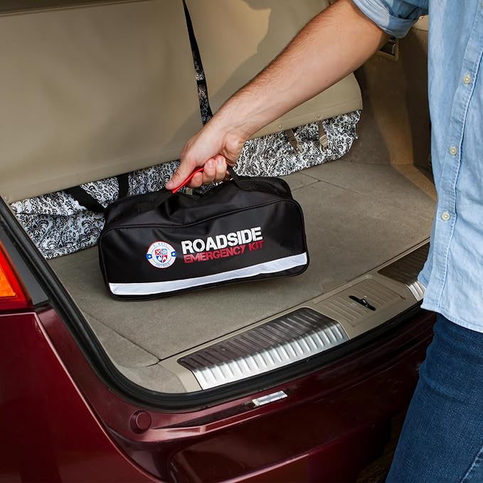 Always Prepared Premium Roadside Emergency Kit for Car - Car Safety Kit, Tools, First Aid, Visibility Gear & More - Perfect R