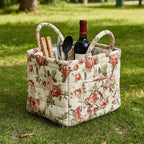 Quilted Laundry Basket with Handles - Multi-Purpose Fabric Storage Basket，Boho Fabric Storage Baskets with Handles for Car, H