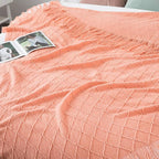 Homiest Decorative Knitted Throw Blanket with Fringe Soft & Cozy Tassel Blanket for Couch Sofa Bed (50" x 60", Coral)