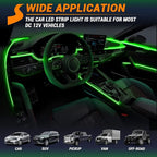 Interior Car LED Strip Lights 470 inches Fiber Optic tubing USB Powered RGB 10 in 1 Car Neon with Wireless APP and Remote Control, Ambient Lighting Kits 16 Million Colors,Sync to Music