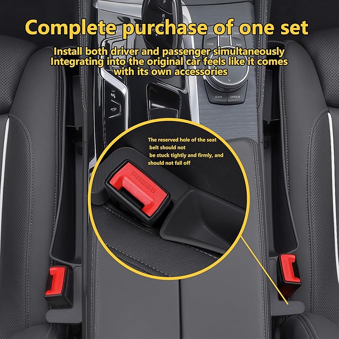 2PCS Universal Car Seat Gap Filler, Durable & Easy Install, No-Drop Seat Side Gap Seam Filler Organizer to Fill the Gap Space Between the Console and Seats, with Phone Holder for Car, SUV, Truck