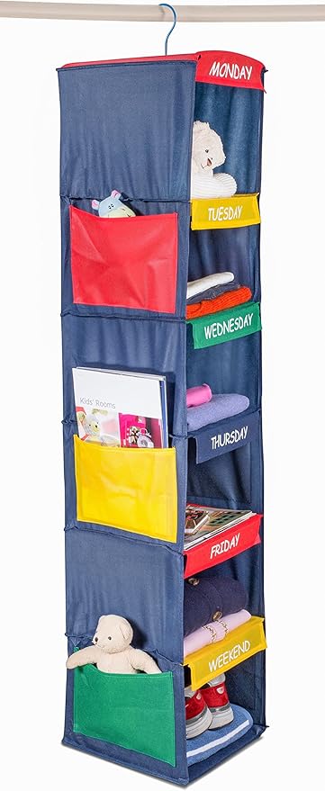 Handy Laundry Daily Activity Kids Closet Organizer, 11" X 11" X 48", Prepare & Organize a Week's Worth of Your Children's Clo