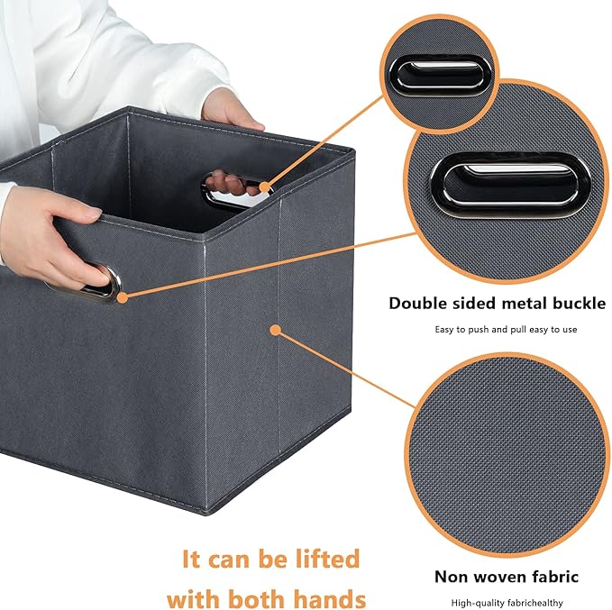 Yunkeeeper storage bins Cubes, Fabric Cube Organizer with Handle, Foldable Cube Bins for Cloth or Accessary Storage, 11x11x11