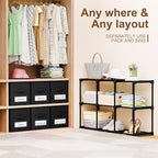 Geelin 6 Cube Storage Organizer with Fabric Bins and Labels 11 Inch, Fabric Collapsible Cubby Clothes Storage Drawer Dresser 