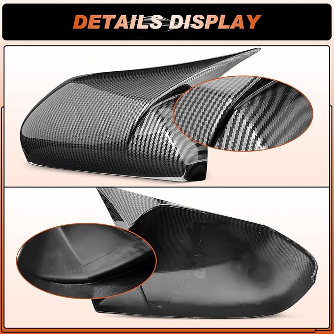 ACLONG Carbon Fiber Mirror Cover Caps Fit for Toyota Camry 2018 2019 2020 2021 2022 2023 2024 2025- Rearview Side Mirror Covers-Ox Horn Design, Left Driver Side & Right Passenger Side,1 Pair