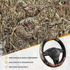 Mossy Oak Full Camo Steering Wheel Cover - Made from Premium Leather, Universal Fit for 14 1/2 to 15 inches - Official Licens