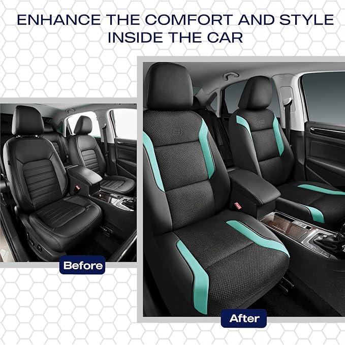 Skechers Memory Foam Car Seat Covers, Air Cool Mesh Thick Seat Covers,Car Seat Covers Front Seats Airbag Compatible, Automoti