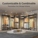 VIPEK V5 Portable Closet Wardrobe Heavy Duty Clothes Rack, Freestanding Clothing Rack with 4 Hang Rods & 8 Shelves, Adjustabl