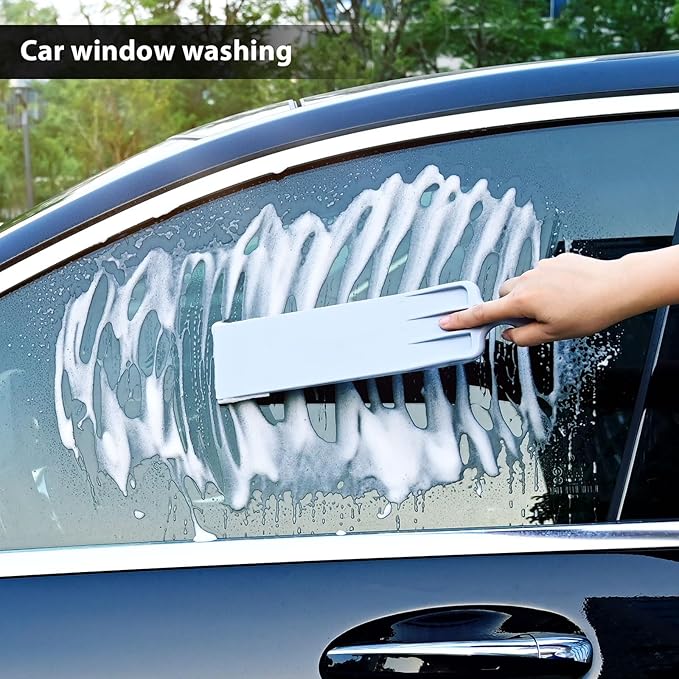 NEWISHTOOL Long Reach Auto Bulldozer Squeegee, Mini Paddle Scrubber for Window Tint Film Installing and Vehicle Windshield/Rear Window Glass Cleaning, 1 PC Bulldozer Tint Tool and 3 PCS Scrub Pads