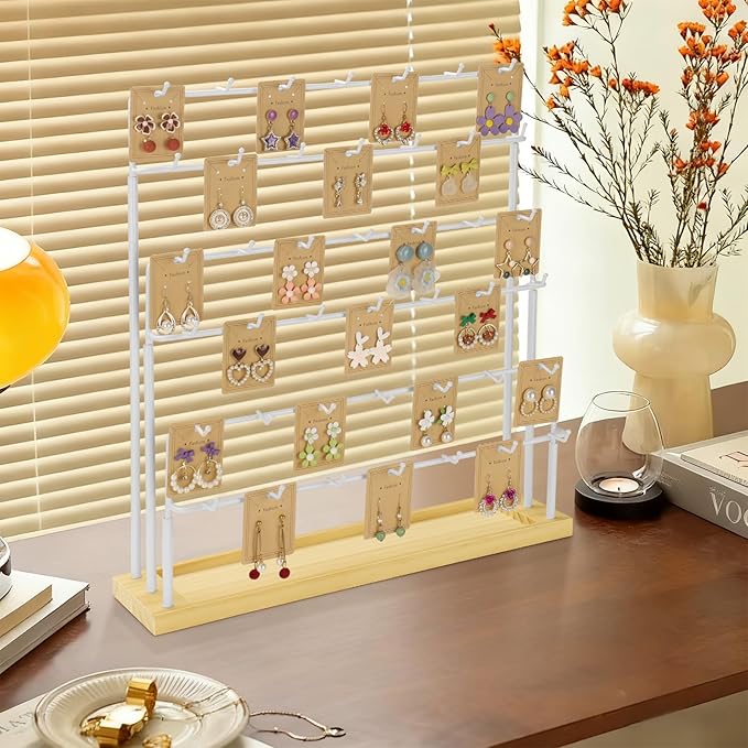 Earring Display for Vendors,6 Tiers 42 Hooks Jewelry Rack Display Holder Stand, Earring Organizer Holder for Necklaces Rings 
