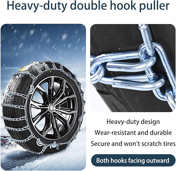 Quick Fit Automotive Snow Chains for Emergency Use Easy Installation Without Tools for Cars Minivans and Small SUVs silver 23