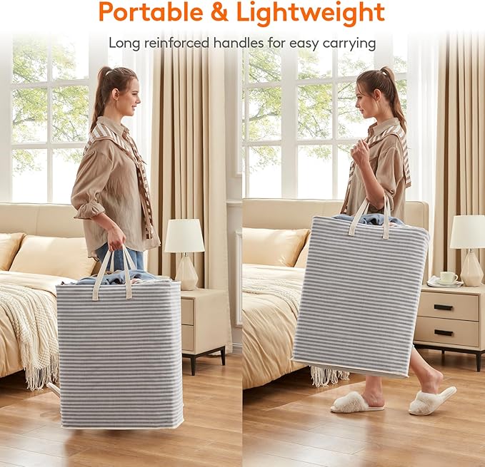 Lifewit 2 Pack Laundry Basket 125L Each, Collapsible Clothes Hamper with Reinforced Handles, Freestanding Waterproof Design f