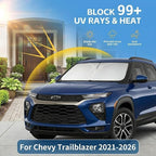 Windshield Sun Shade for Chevy Trailblazer 2021-2024 2025 2026 Sunshade Front Window Shade Custom Fit Trailblazer Accessories Sun Visor Foldable Shade Blocks UV Rays Accessories