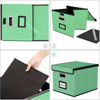 Huolewa File Organizer Box with Lid, Collapsible File Folder Organizer for Office Document Storage, Filing Box with Plastic S