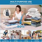 Vacuum Bags for Travel with Portable Electric Pump,12 Pack Vacuum Seal Bags for Luggage and Suitcase Compression, Space Saver