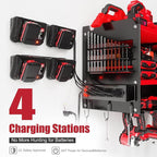 Spampur Heavy Duty Power Tool Organizer Wall Mount with Charging Station – 420 lb Capacity 3-Tier Storage Rack Holds 6 Drills
