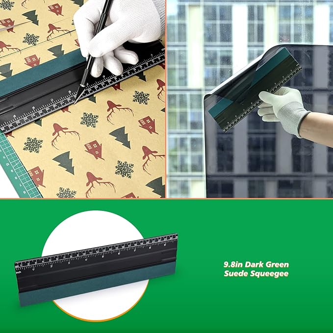 EHDIS Large Vinyl Squeegee Window Tint Tool 3PCS Big Size Felt Edge Wrap Scraper for Vinyl Graphic Decal Car Wrapping Applicator Wallpaper Smoothing (Black)