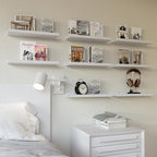 RICHER HOUSE 8 Set Floating Wall Mounted Shelves, Nursery Hanging Book Shelves with Lip for Storage, White Display Picture Le