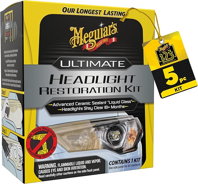 Meguiar's Ultimate Headlight Restoration Kit - The Perfect Headlight Repair Kit to Remove Yellowing and Cloudiness from Headl