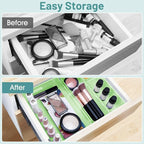 WOWBOX 25 PCS Plastic Drawer Organizer Set, 4 Sizes Desk Drawer Divider Organizers and Storage Bins for Makeup, Jewelry, Gadg