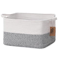 COMFY-HOMI Cotton Rope Woven Basket with Handles for Shelves,Toys,Book, Cloth Storage Baskets Bin for Organizing-13.5"x11"x9.