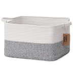 COMFY-HOMI Cotton Rope Woven Basket with Handles for Shelves,Toys,Book, Cloth Storage Baskets Bin for Organizing-13.5"x11"x9.