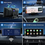 LAMTTO 9.26" Wireless Carplay and Android Auto with 2.5K Dash Cam, 1080P Backup Camera, Portable Touchscreen GPS Navigation f