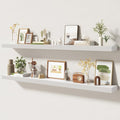 55 Inch Floating Shelves | 6.5 Inch Deep White Floating Shelves Set of 2 | 55" W x 6.5" D Rustic White Wood Wall Shelves with