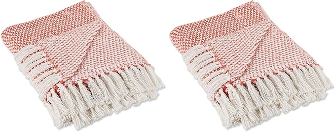 DII Woven Throw Collection 100% Cotton, Basketweave, 50x60, Spice (Pack of 2)