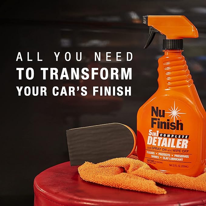 Nu Finish Quick Clay Car Kit with Clay Block, 5-in-1 Detailer and Cloth (3 Items)