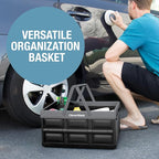 CleverMade Collapsible Shopping Basket 32L - Folding Grocery Basket with Handles, Stackable Reusable Storage Crate with 35 lb C