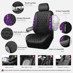 CAR PASS Bling Diamond Leather Car Seat Covers Full Seats Interior Sets, Waterproof Shining Glitter Sparkly Crystal Universal