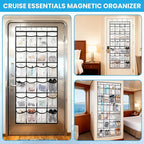 Cruise Essentials 2026 Over The Door Organizer For Cruise Ship 24 Pocket Magnetic Door Organizers with 4 Metal Hooks and 4 St
