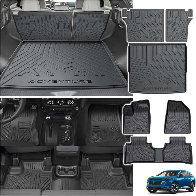Powerty Floor Mat for Nissan Murano 2025 2026, All Weather TPE Custom Trunk Cargo Mat Liner with Backrest Mat Replacement for Nissan Murano Accessories (Trunk Mat+Backrest Mat+Floor Mat)