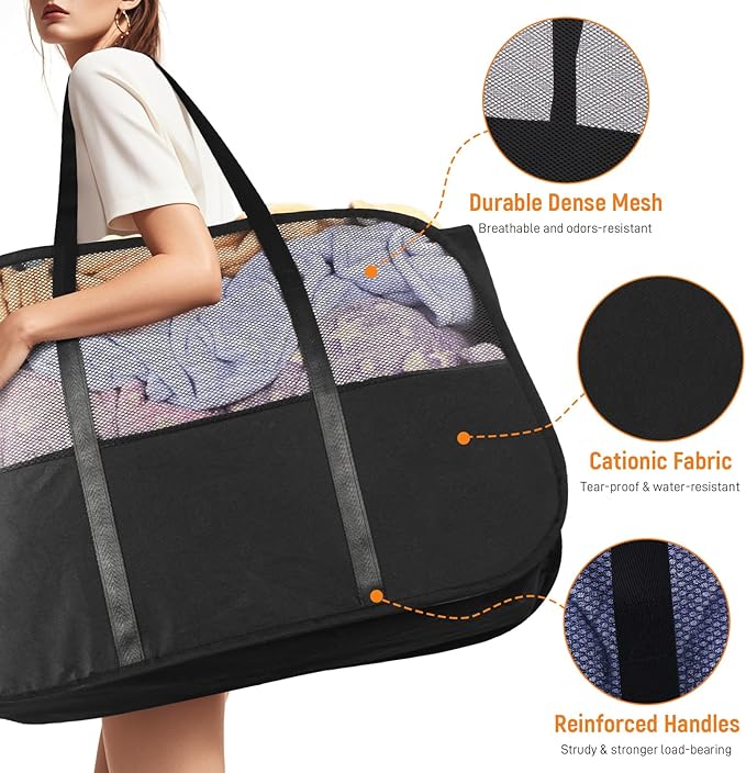 Collapsible Laundry Baskets with Easy Carry Handles, 95L Clothes Hamper for Storage, Foldable Laundry Basket Tear-proof, Larg