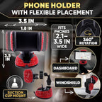 Red Bling Car Accessories Set, 27 Pieces Car Interior Set Including Steering Wheel Cover, Diamond License Plate Frame, Phone Holder, Coasters, Hooks, Great Gift for Women Drivers