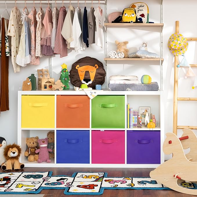 GRANNY SAYS 13 Inch Cube Storage Bins, Colorful Cube Storage Organizer, Fabric Storage Bins, Storage Cubes for Shelves, Close