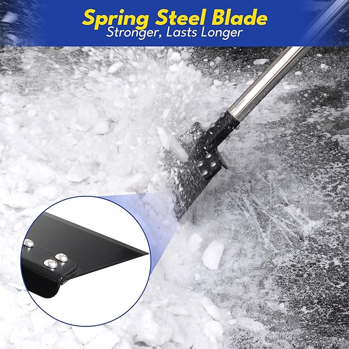Ice Scraper for Driveway 65in Garden Flat Shovel Ice Chopper Heavy Duty Multi Weeding Shovel with 11in Spring Steel Blade Floor Scraper for Ice, Snow, Weed，Dirty, Moss, Driveway, Lawn Edging